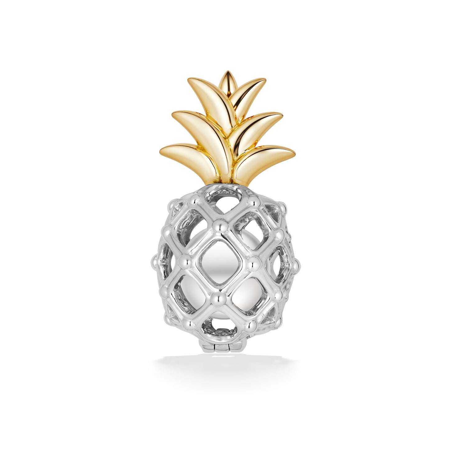Pineapple Cage Pendant in 14K Yellow Gold and Sterling Silver