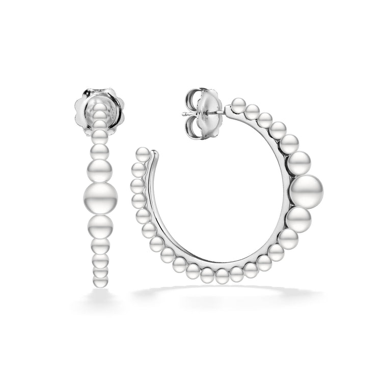 44504 - Sterling Silver - White Freshwater Pearl Hoop Earrings