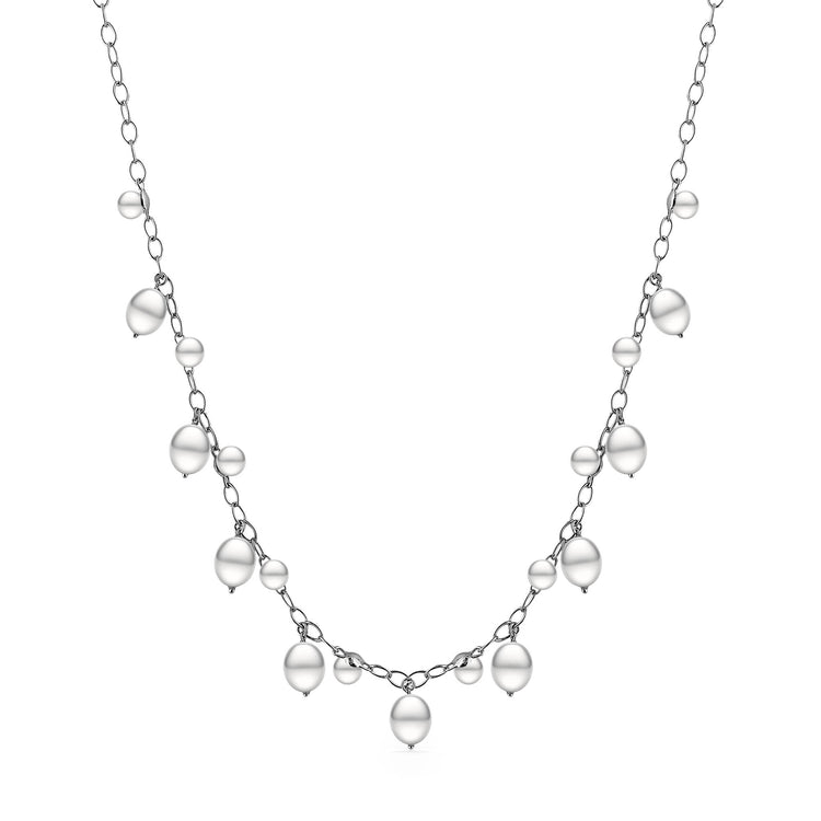44532 - Sterling Silver - White Freshwater Pearl Stationary Necklace