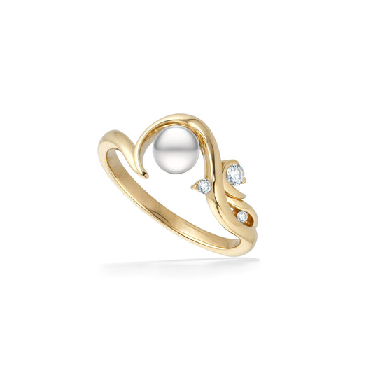 04558 - 14K Yellow Gold - Waterfall Diamond Ring, Size 8