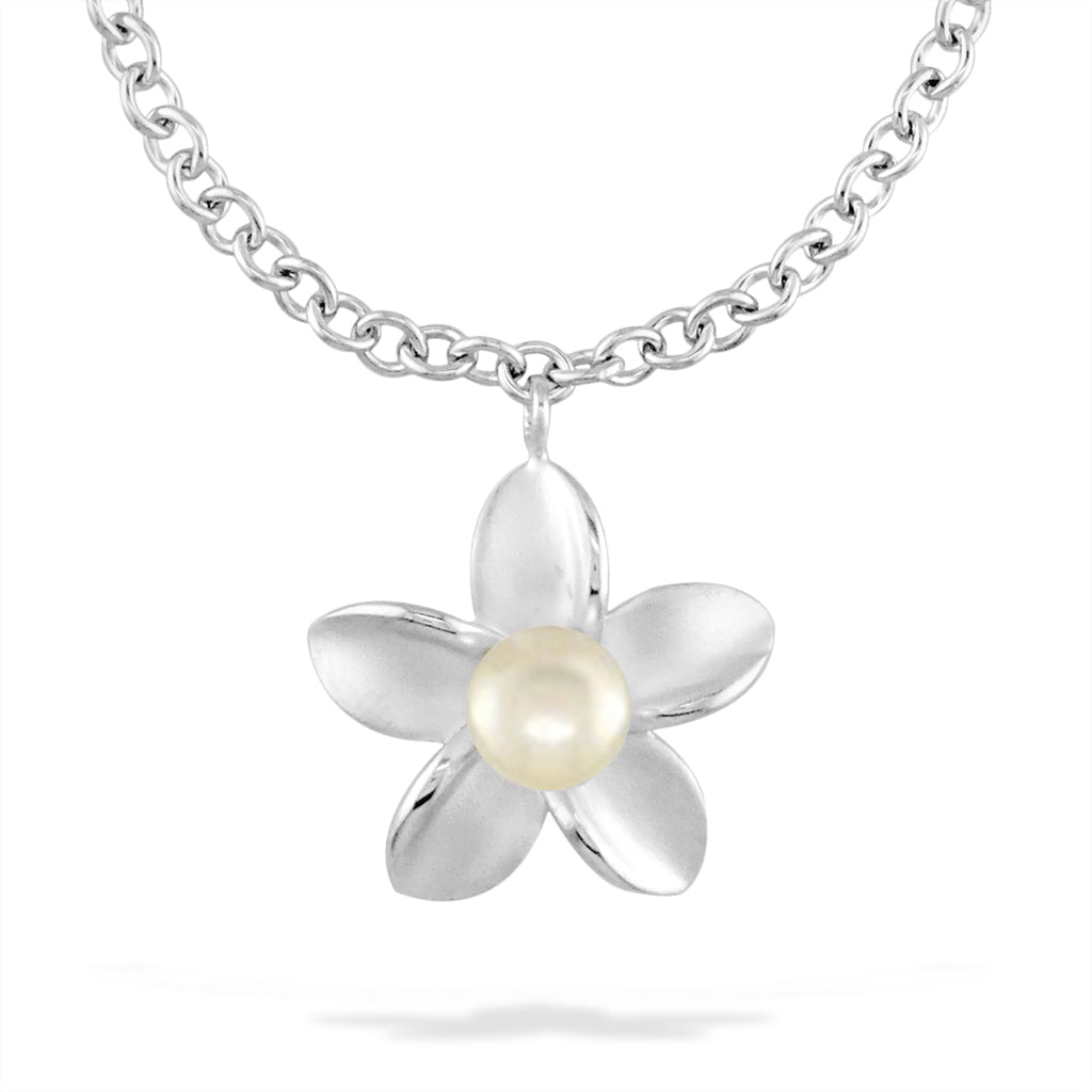 00333 - Sterling Silver - Sterling Silver Plumeria Charm Bracelet