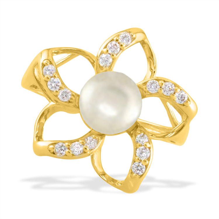 04257 - 14K Yellow Gold - Floating Plumeria Ring