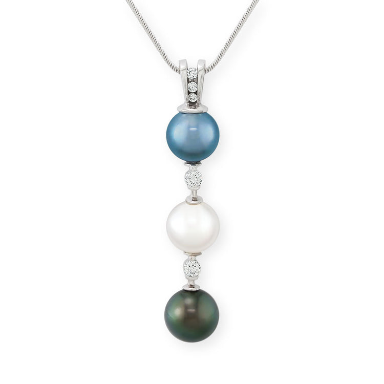 Three Akoya Pearl Drop Pendant