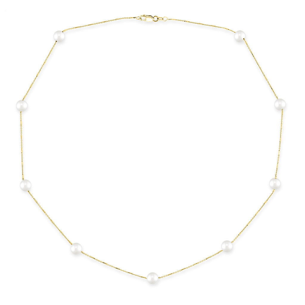 41967 - 14K Yellow Gold - White Akoya Pearl Necklace