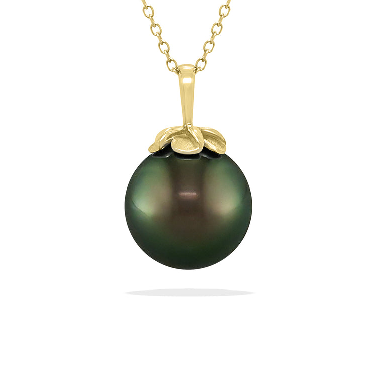 Tahitian Pearl Plumeria Pendant