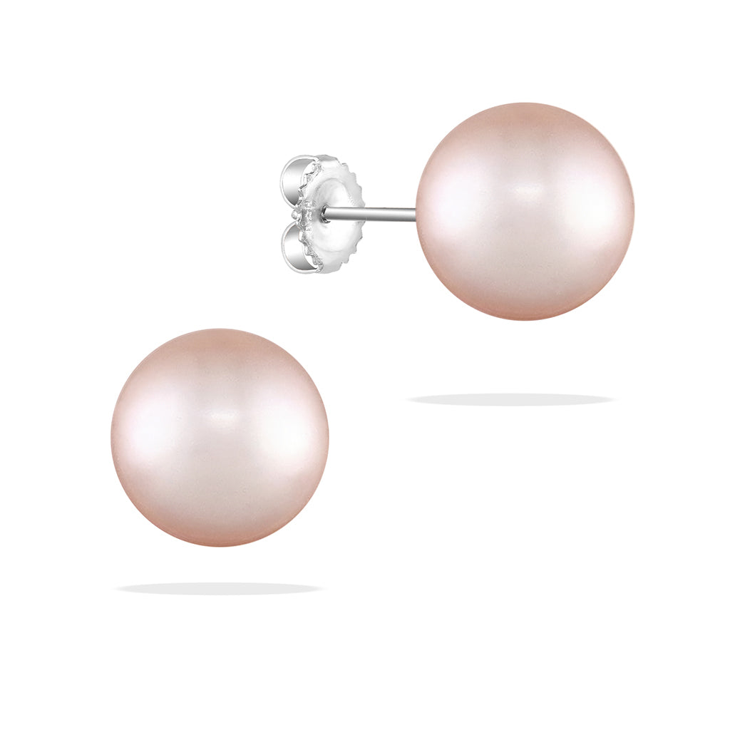 Pink Freshwater Pearl Stud Earrings, 11mm - Main Image