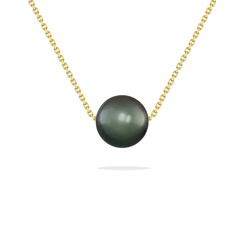 43929 - 14K Yellow Gold - Peacock Akoya Pearl Slider