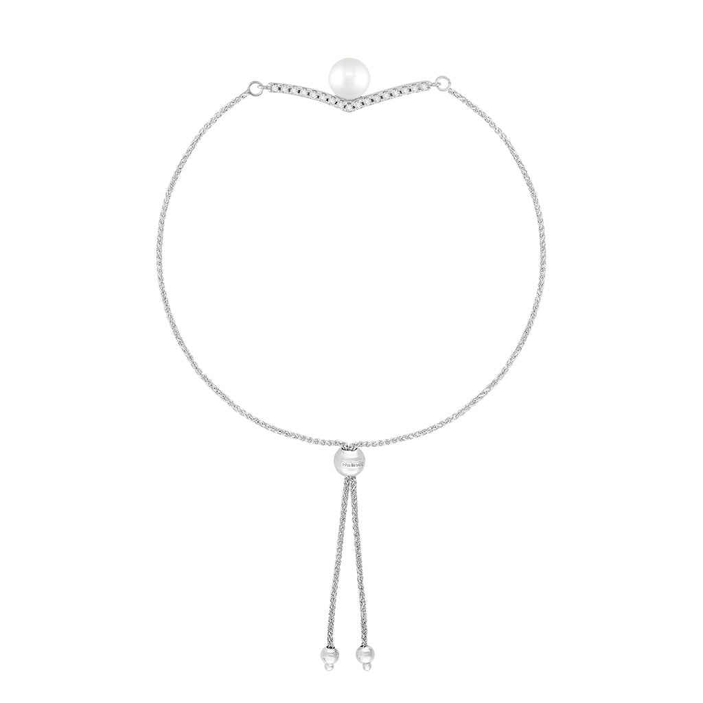 00661 - 14K White Gold - Chevron Bracelet