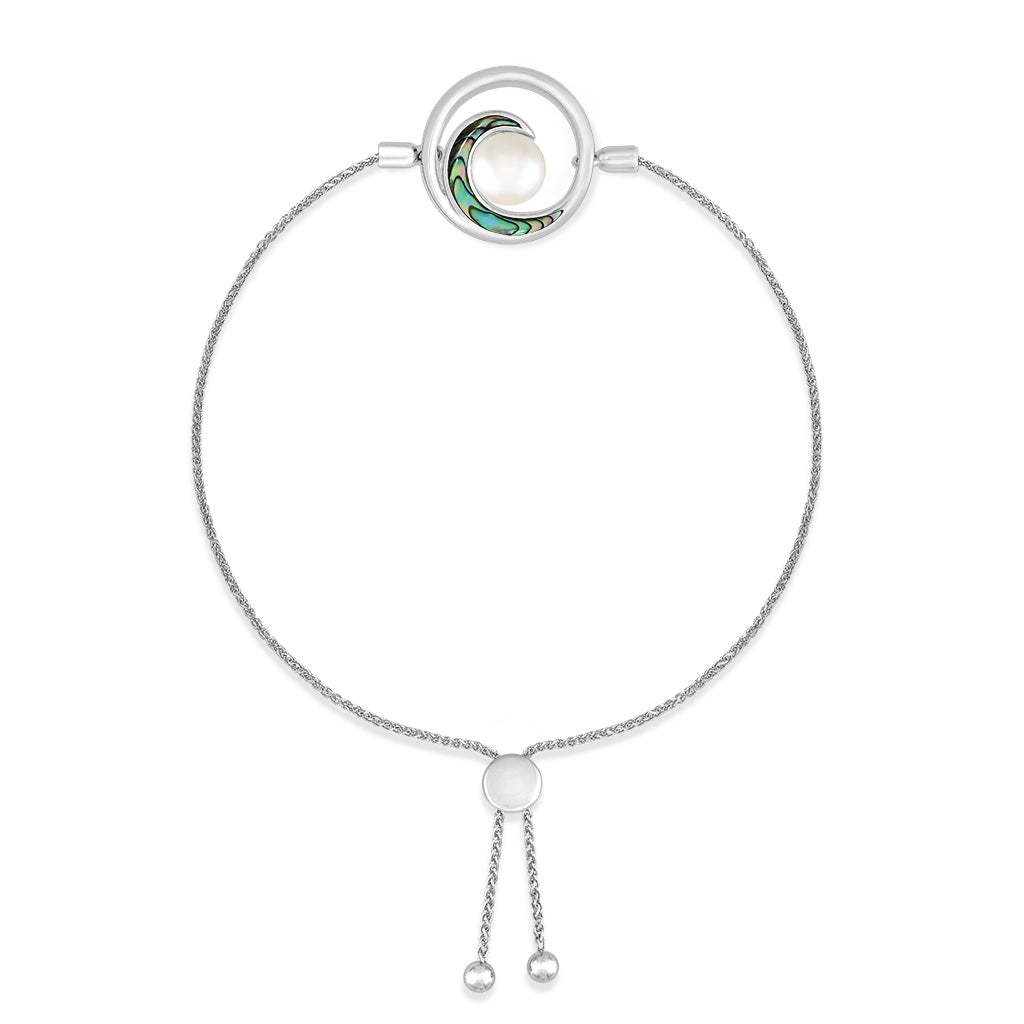 00249 - Sterling Silver - Sterling Silver Wave Bracelet with Abalone