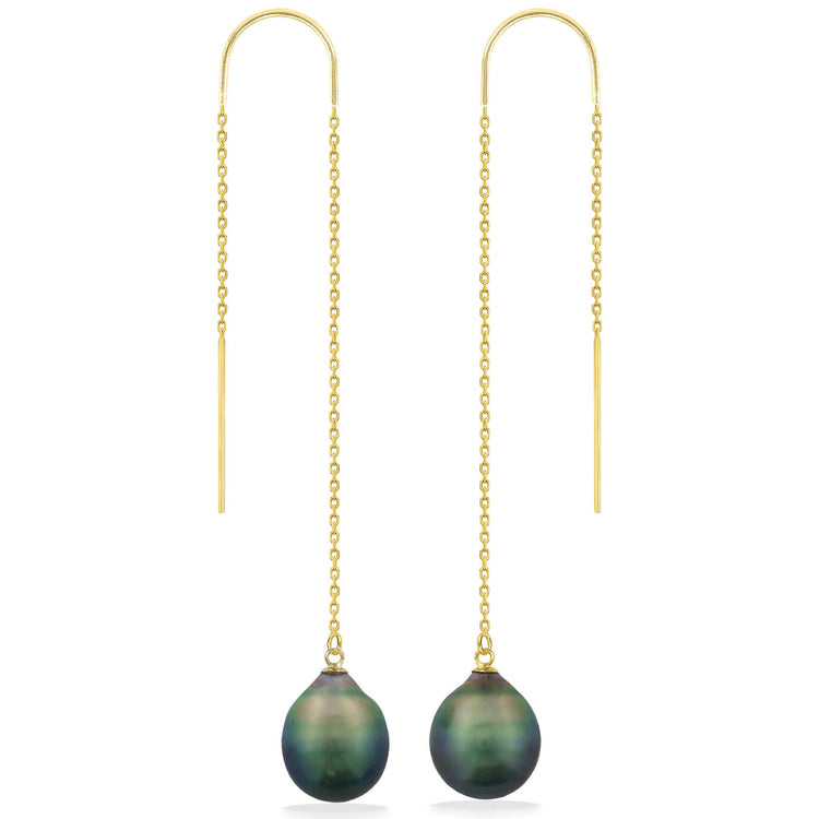 Tahitian Black Pearl Threader Earrings