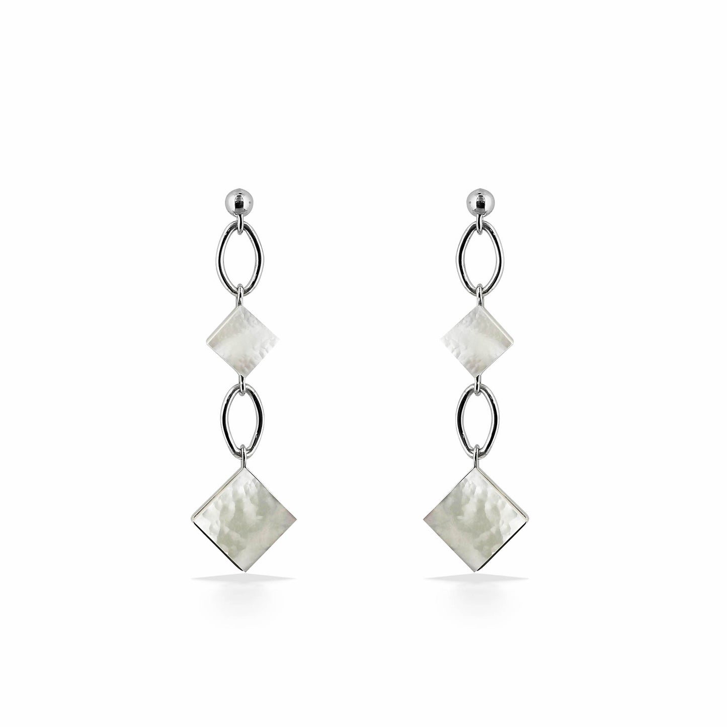 44534 - Sterling Silver - Mother of Pearl Dangle Earrings