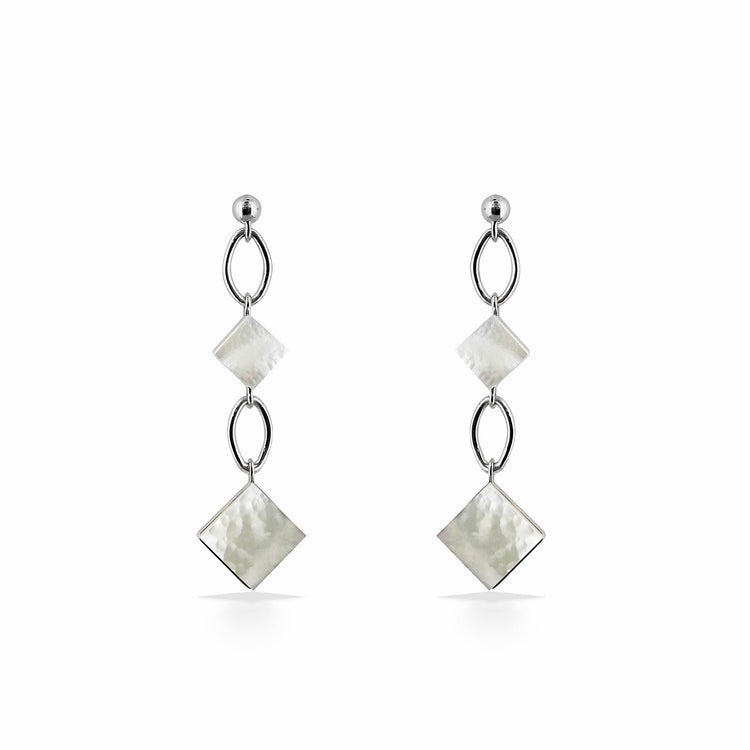 44534 - Sterling Silver - Mother of Pearl Dangle Earrings
