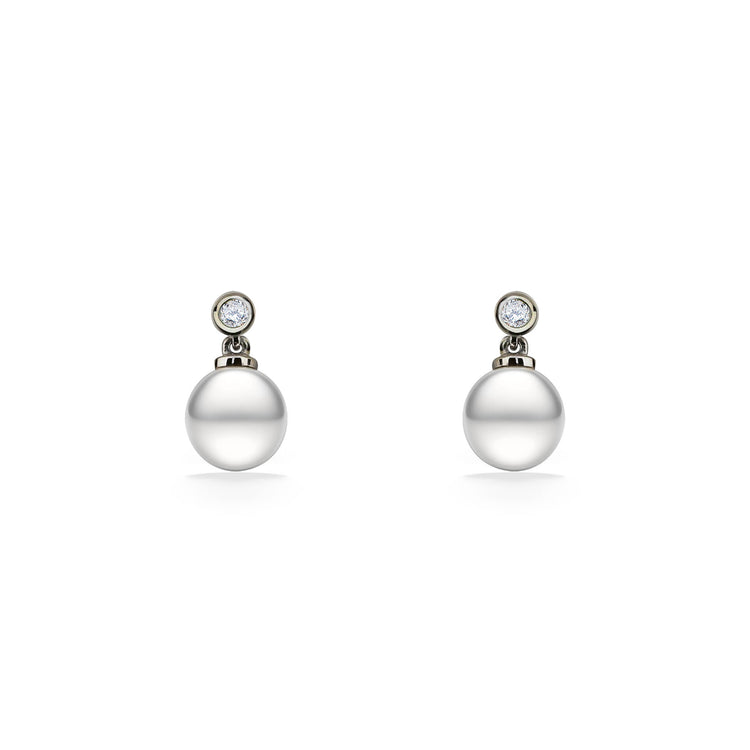 44537 - Sterling Silver - White Freshwater Pearl Drop Earrings