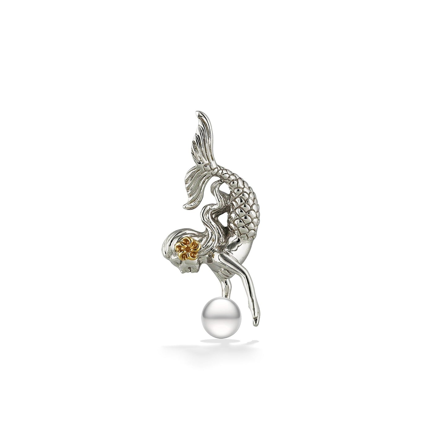 00681 - 14K Yellow Gold and Sterling Silver - Mermaid Pendant