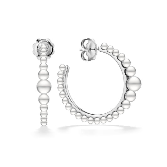 44504 - Sterling Silver - White Freshwater Pearl Hoop Earrings