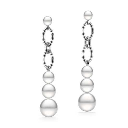 44531 - Sterling Silver - White Freshwater Pearl Drop Earrings