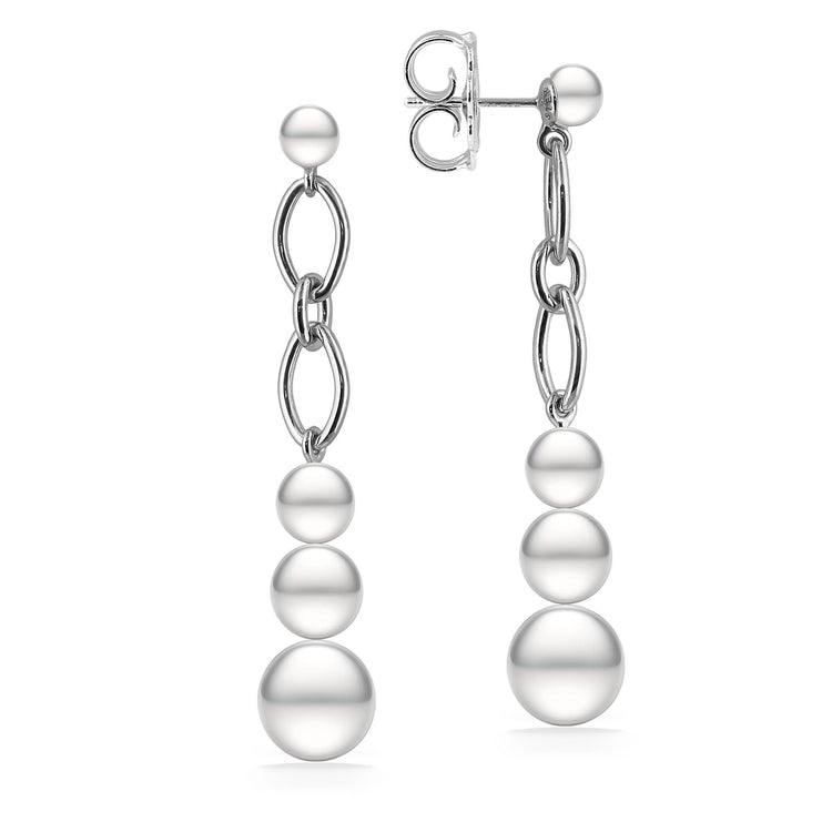 44531 - Sterling Silver - White Freshwater Pearl Drop Earrings