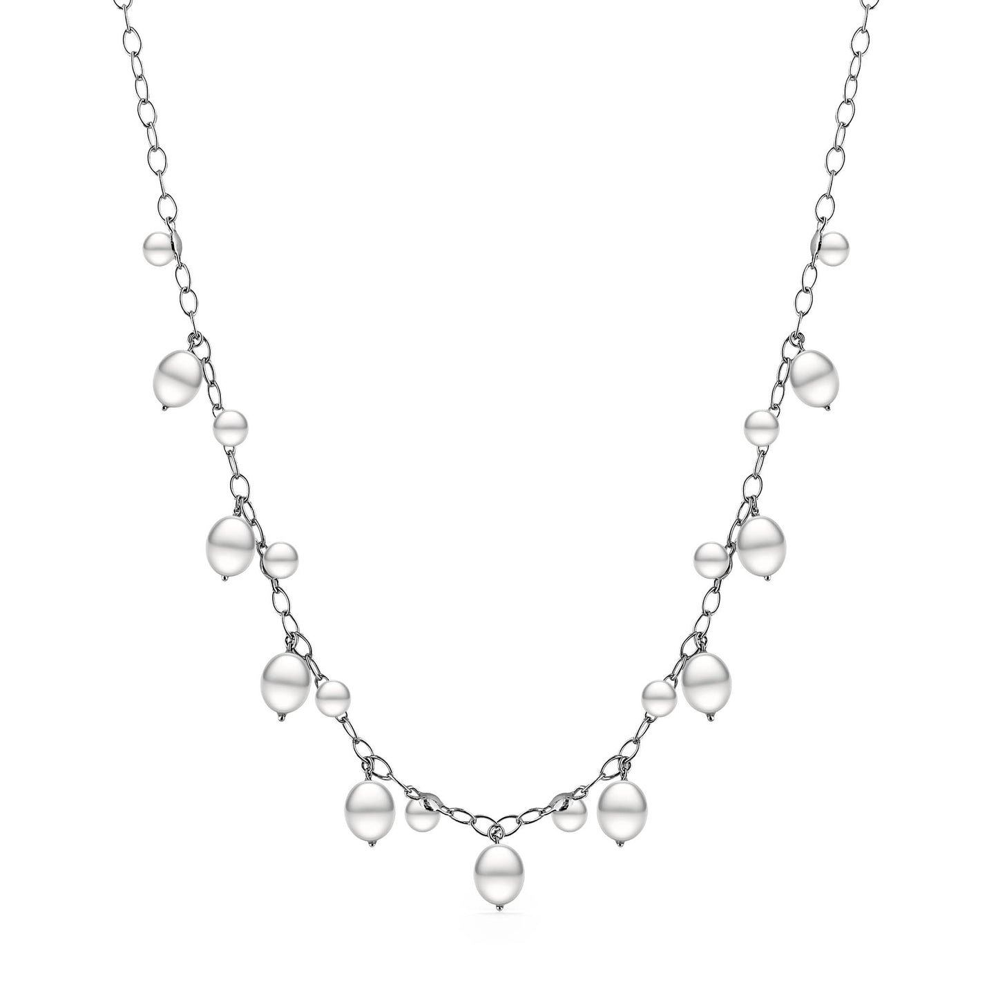 44532 - Sterling Silver - White Freshwater Pearl Stationary Necklace