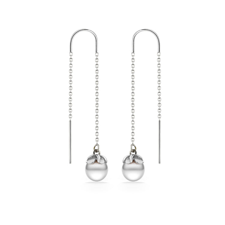 00205 - 14K White Gold - Plumeria Threader Earrings