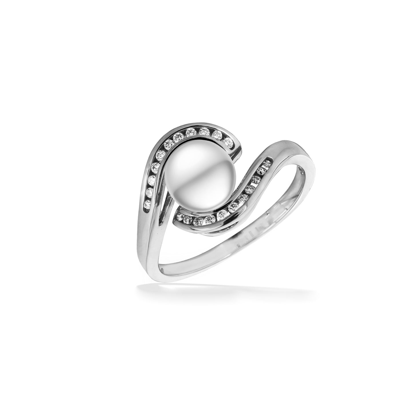 04220 - 14K White Gold - Hurricane Ring, Size 10