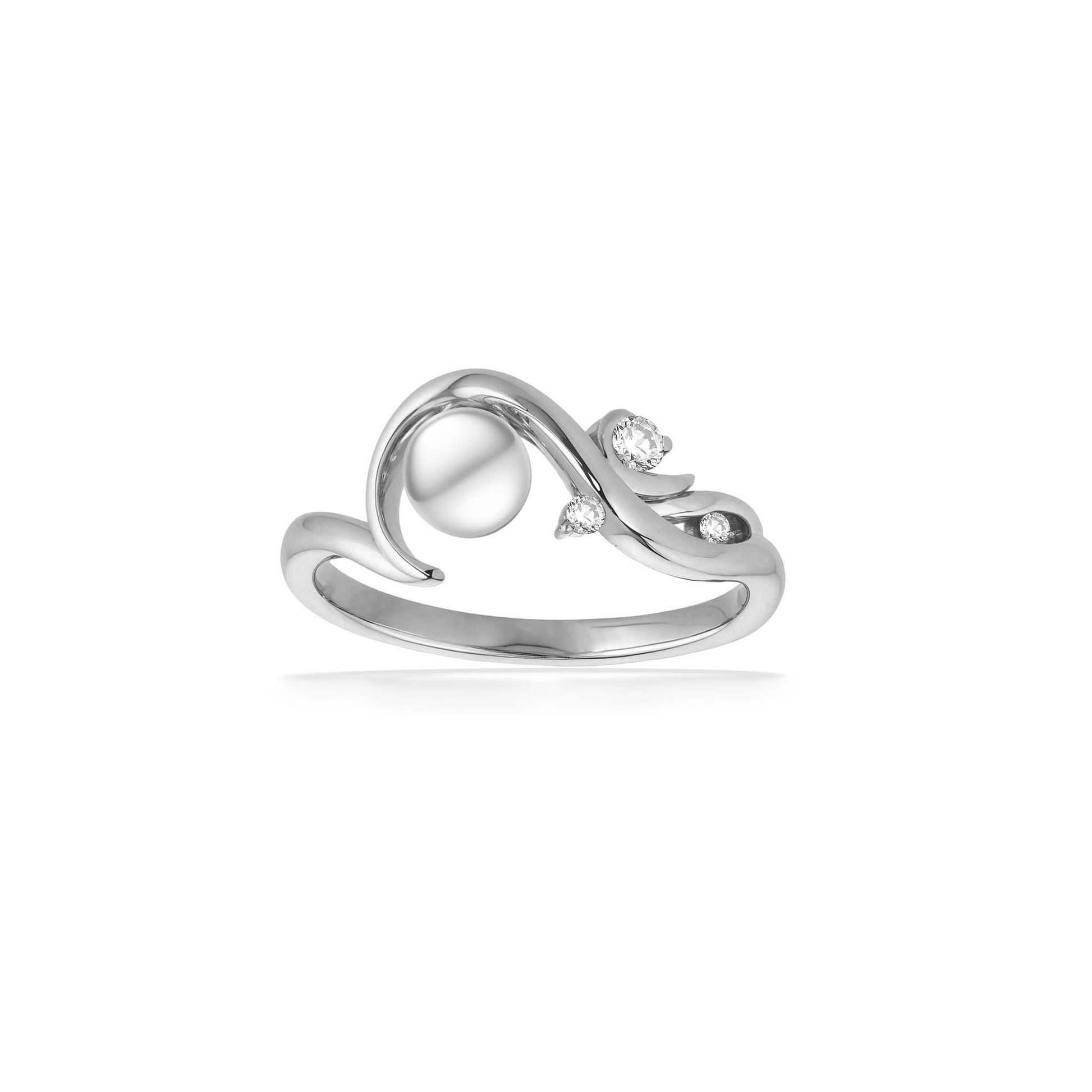 04568 - 14K White Gold - Waterfall Ring, Size 8