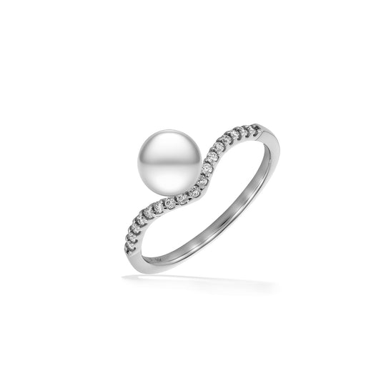 04400 - 14K White Gold - Chevron Ring, Size 10