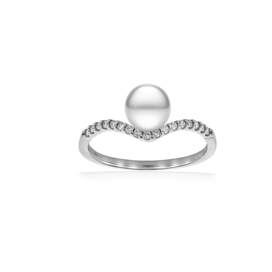 04400 - 14K White Gold - Chevron Ring, Size 10
