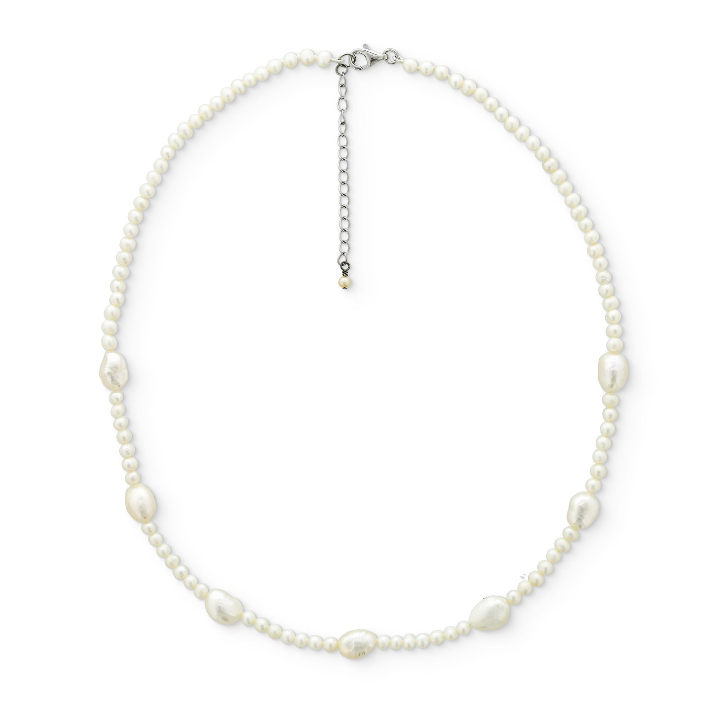 773667 - Sterling Silver - White Freshwater Baroque Pearl Necklace