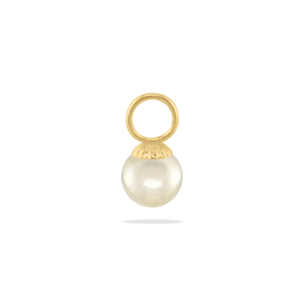 00410 - 14K Yellow Gold - Pearl Cap Hooplet Pendant