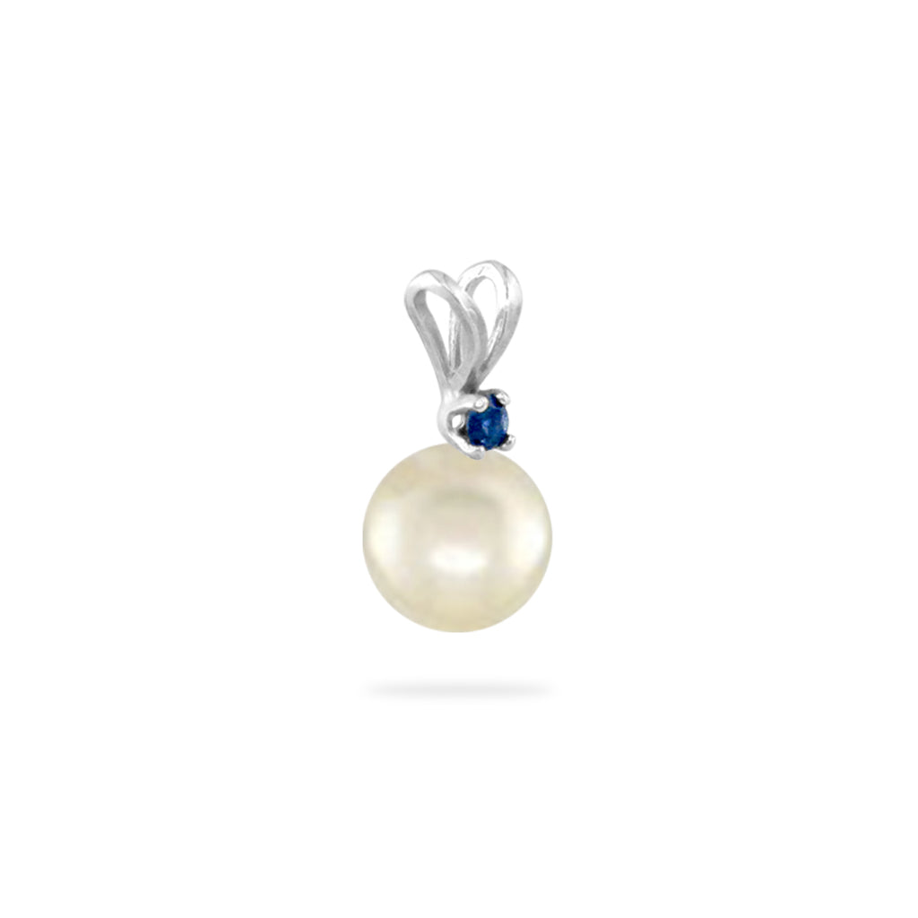 00440 - 14K White Gold - Sapphire Drop Pendant