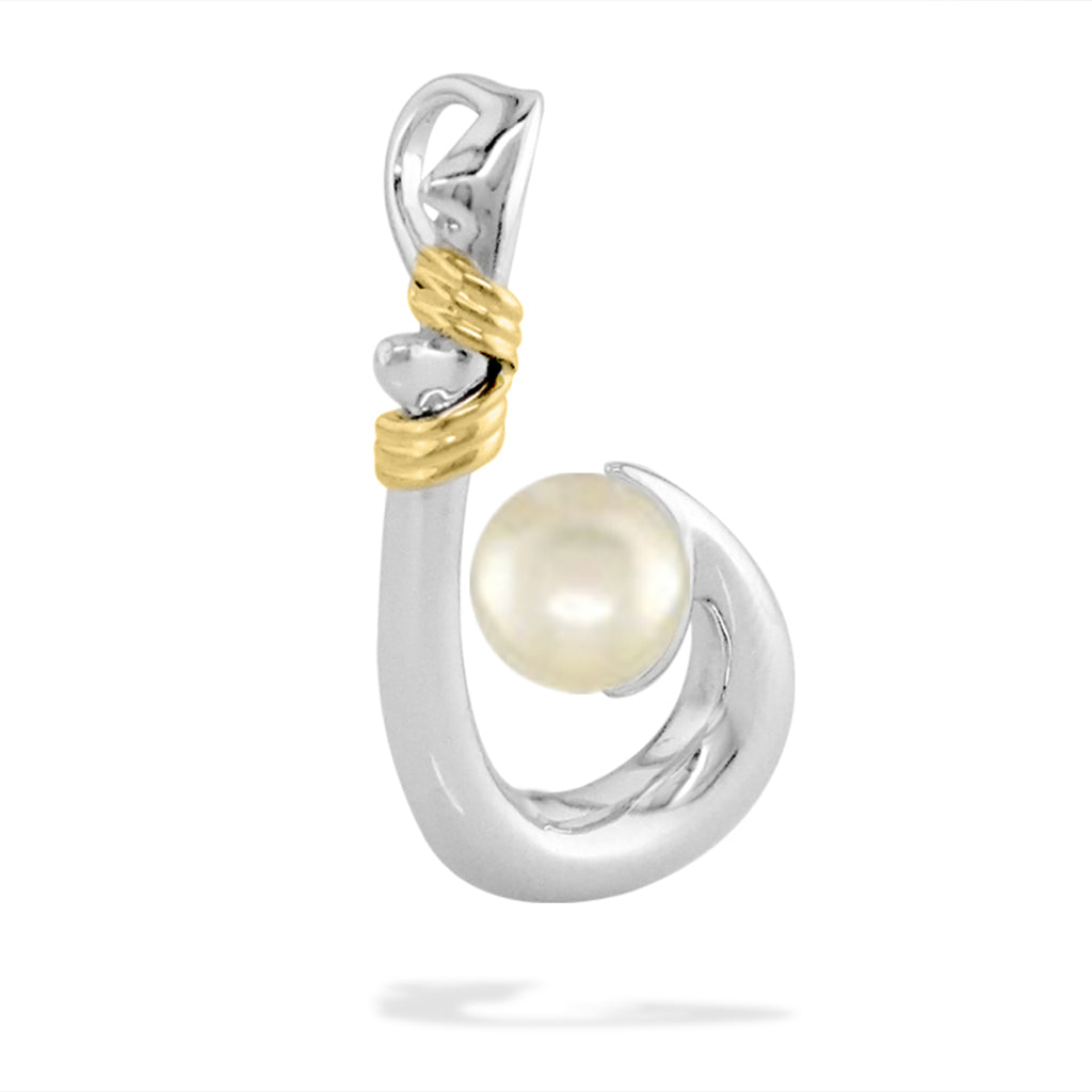 00353 - 14K Yellow Gold and Sterling Silver - Hook Pendant