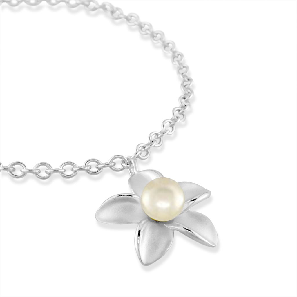 00333 - Sterling Silver - Plumeria Charm Bracelet