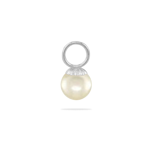 00577 - 14K White Gold - Pearl Cap Hooplet Pendant