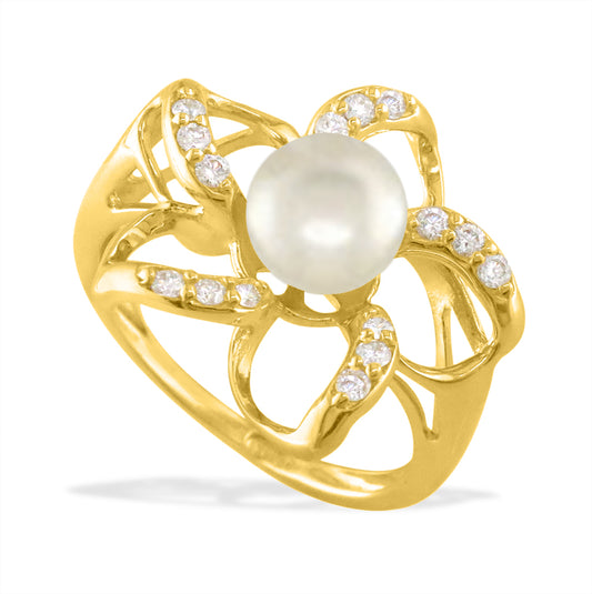 04257 - 14K Yellow Gold - Floating Plumeria Ring