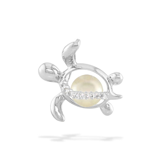 00309 - 14K White Gold - Honu Cage Pendant
