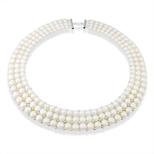White Freshwater Pearl Collar Necklace