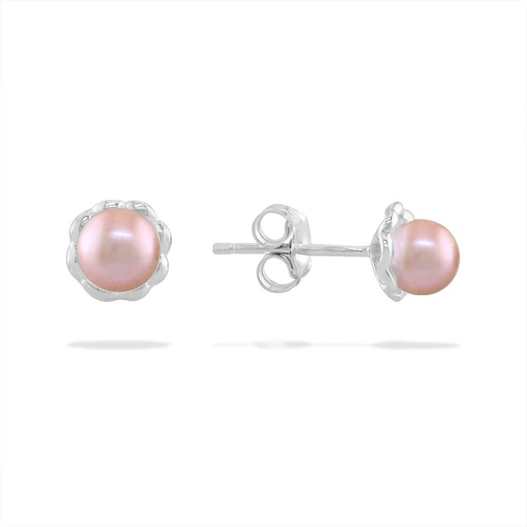 768582 - Sterling Silver - Flower Scallop Earrings