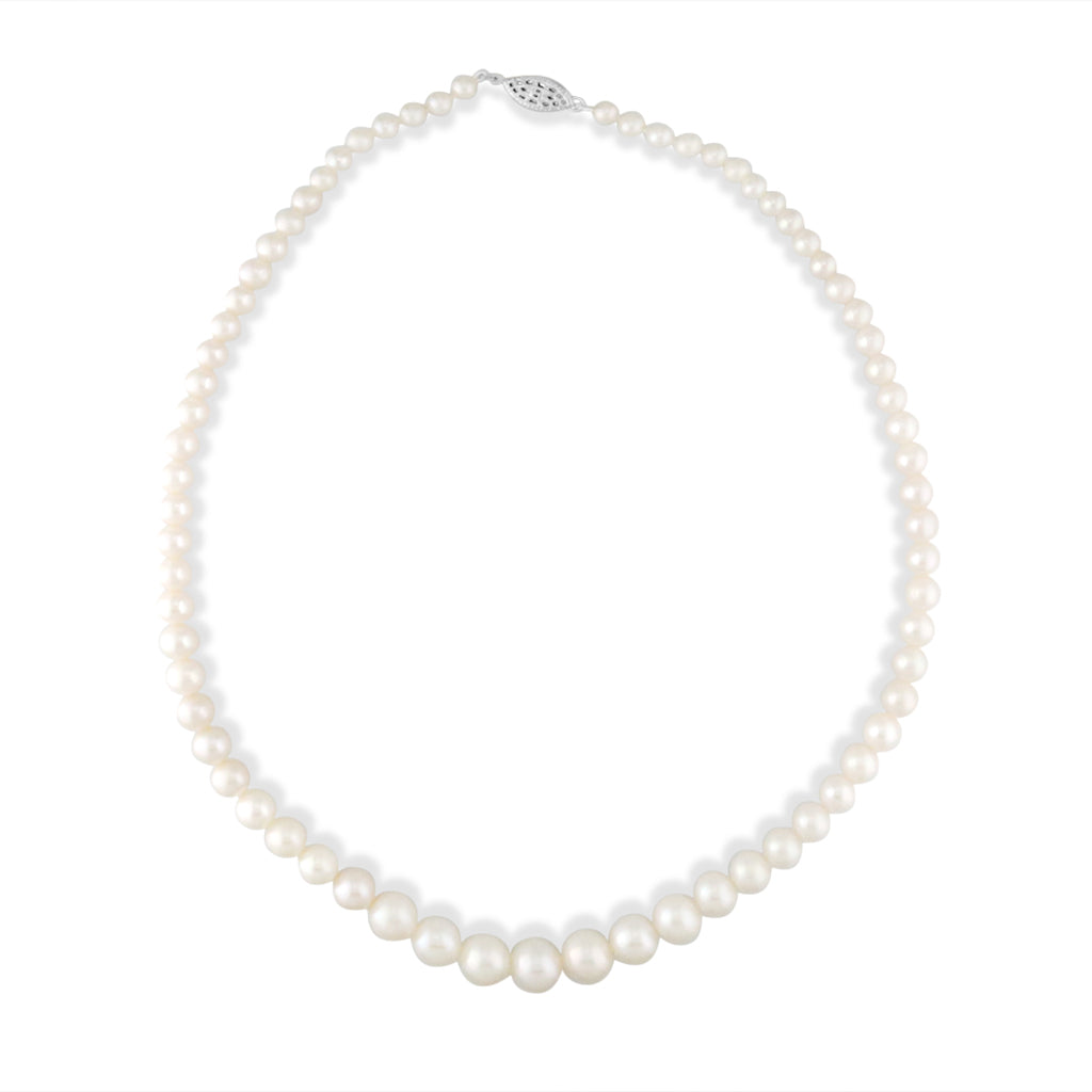 764531 - Sterling Silver - White Freshwater Pearl Graduated Pearl Strand