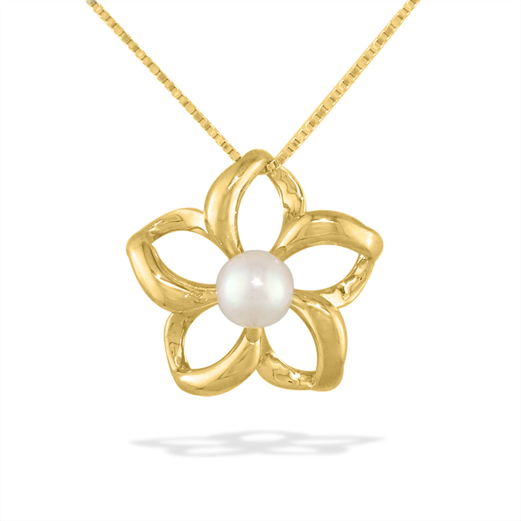 40036 - 14K Yellow Gold - Floating Plumeria Pendant