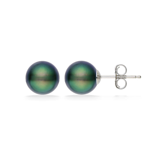 40327 - 14K White Gold - Peacock Akoya Pearl Stud Earring