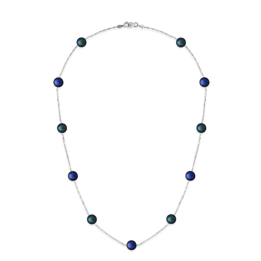 17603 - 14K White Gold - Peacock Freshwater Pearl Bead and Ball Necklace