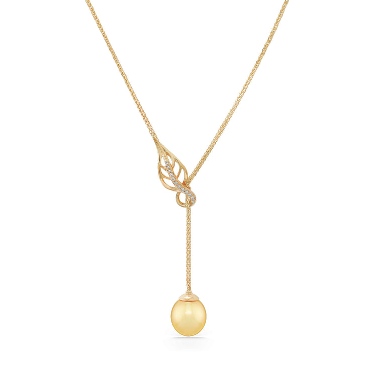 10268 - 14K Yellow Gold - Maile Leaf Lariat