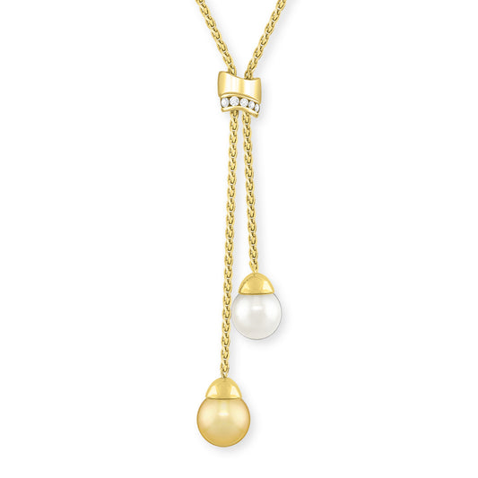 Golden and White South Sea Pearl Lariat