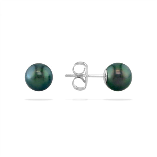 19213 - 14K White Gold - Peacock Akoya Pearl Stud Earrings