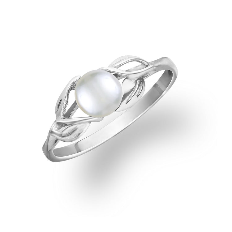 White Akoya Pearl Four Leaf Ring