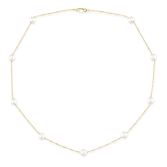 41967 - 14K Yellow Gold - White Akoya Pearl Necklace