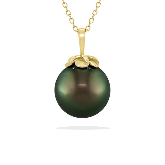 Tahitian Pearl Plumeria Pendant