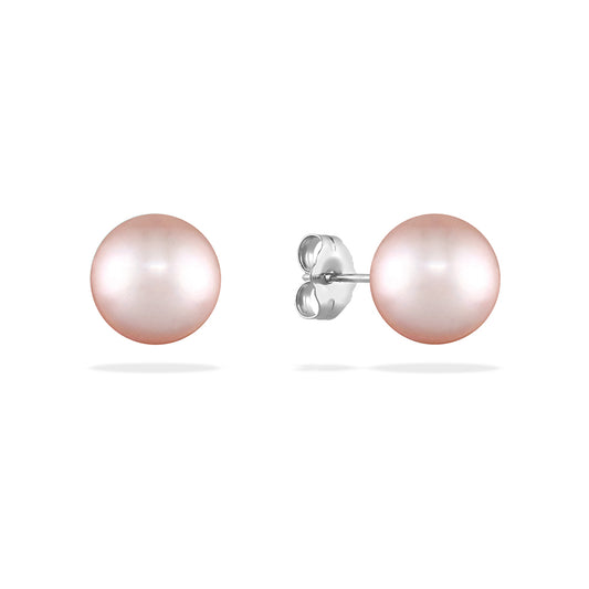 41021 - 14K White Gold - Pink Freshwater Pearl Stud Earrings