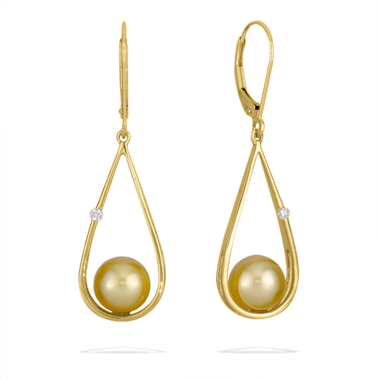 40605 - 14K Yellow Gold - Raindrop Leverback Earrings