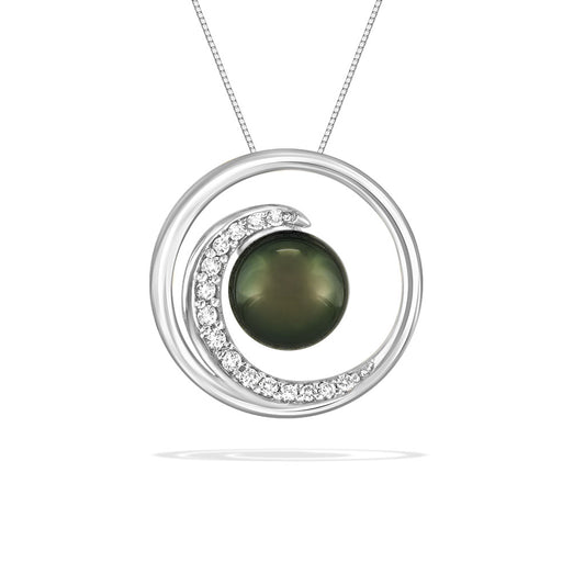 43052 - 14K White Gold - Wave Pendant